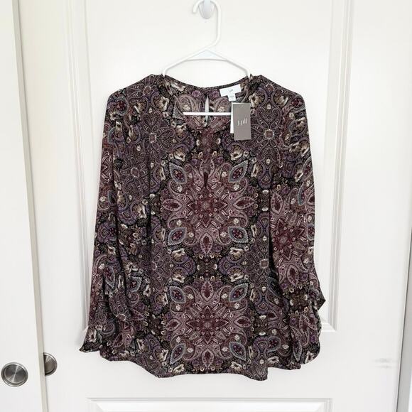 NWT J. Jill Paisley Ruffle Sleeve Blouse Small - Picture 2 of 6